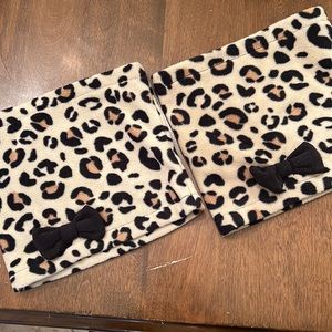 fleece leopard neck scarf gaiter set of 2